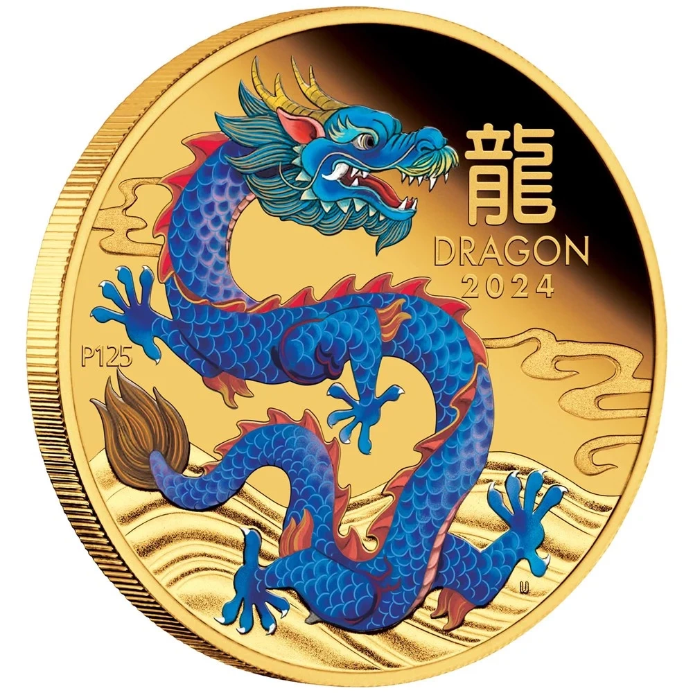 Gold Coin Year of the Dragon 1 Oz 2024 - LUNAR SERIES III. Proof Coloured