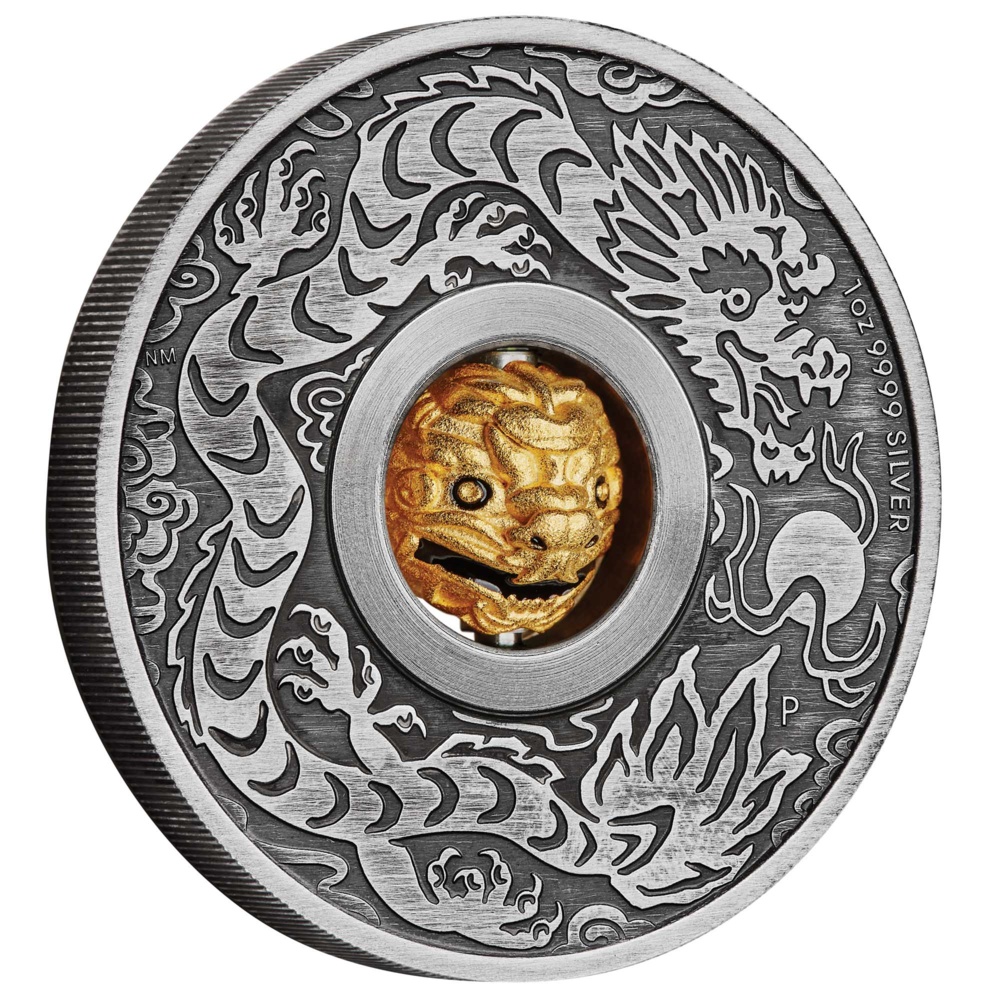 Silbermünze Drache Antik Drehanhänger 1 Oz 2024