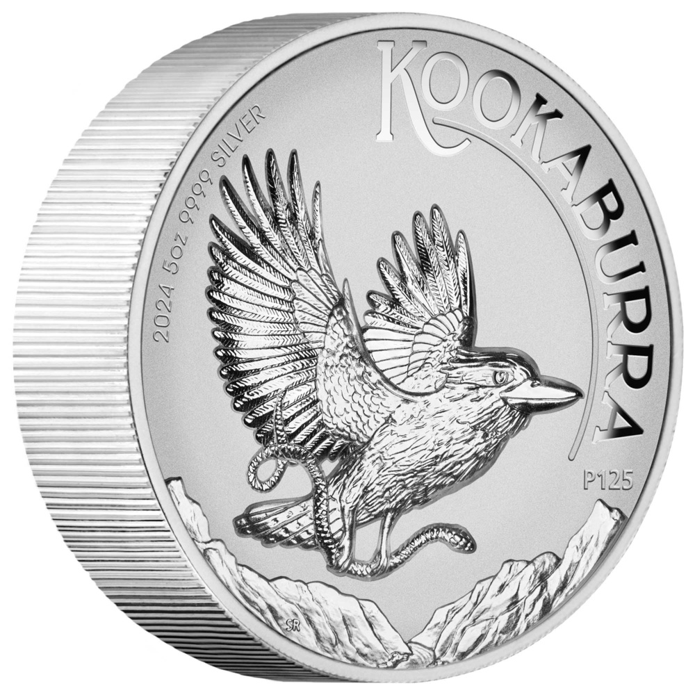 Australische Kookaburra 2024 5 oz Silber-Proof-Münze mit hohem Relief und Prägung