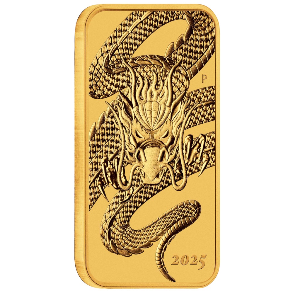 Rechteckiger Drache, 1 Oz Goldmünze 2025
