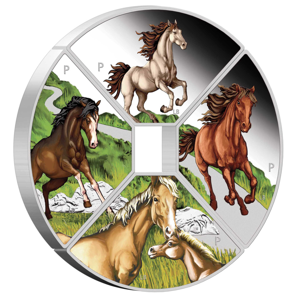 Silver coin Year of the Horse Quadrant 2026 4x 1oz Silver Proof Colored in case