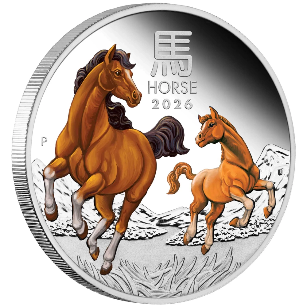Silver Bullion Coin Australian Lunar Series III 2026 Year of the Horse 2oz - Coloured