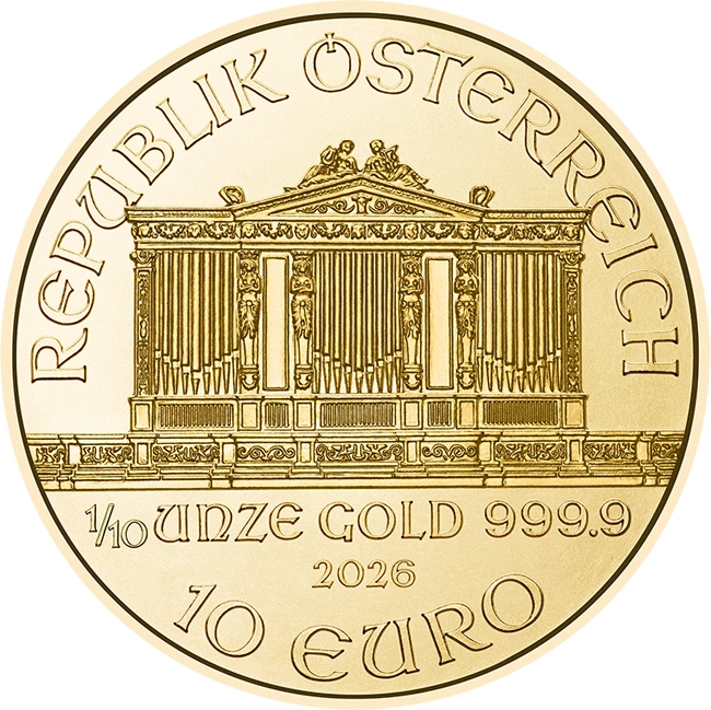 Zlatá mince Wiener Philharmoniker 1/10 Oz 2026