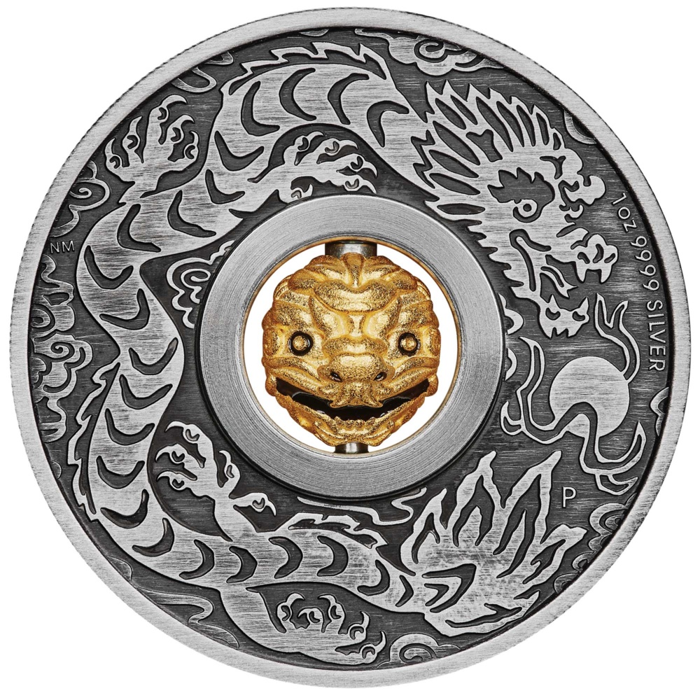 Silbermünze Drache Antik Drehanhänger 1 Oz 2024