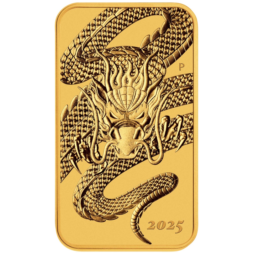 Rechteckiger Drache, 1 Oz Goldmünze 2025