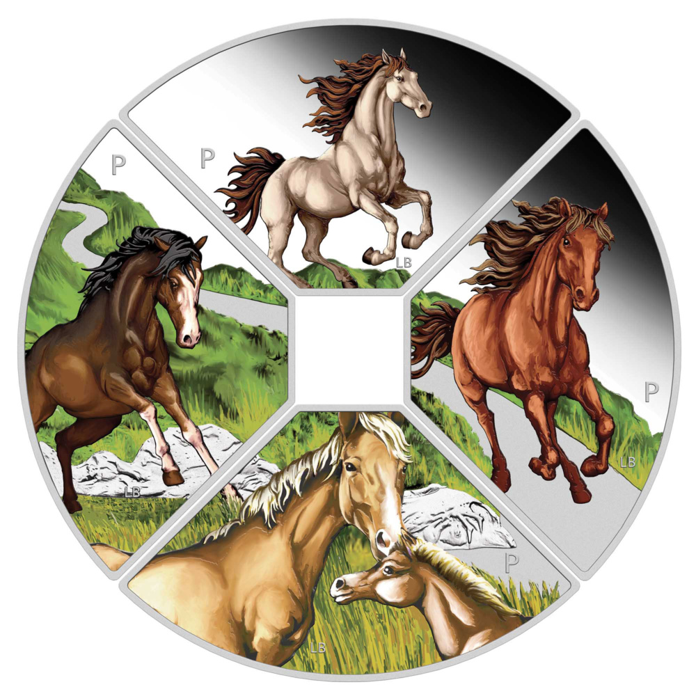Silver coin Year of the Horse Quadrant 2026 4x 1oz Silver Proof Colored in case