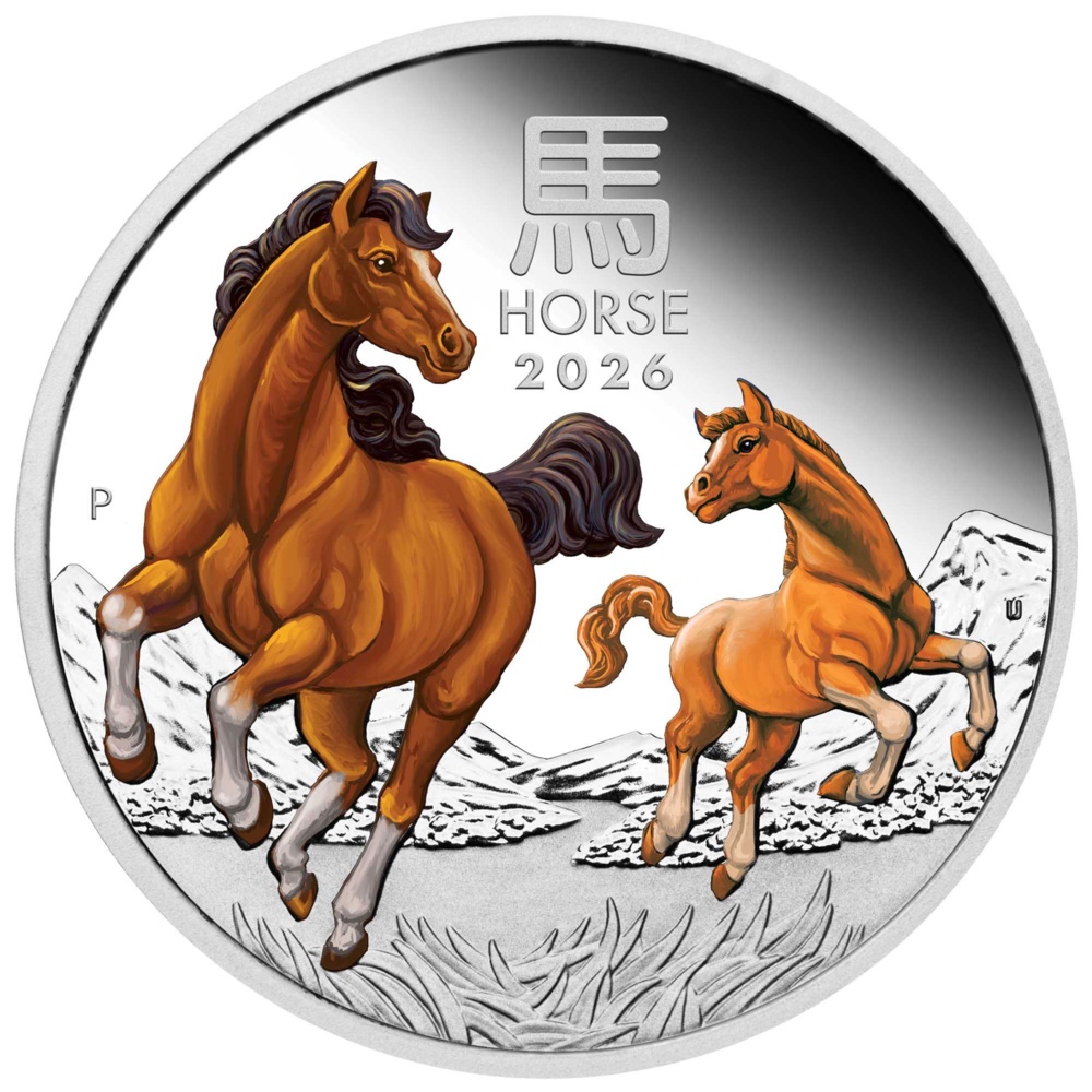 Silver Bullion Coin Australian Lunar Series III 2026 Year of the Horse 2oz - Coloured