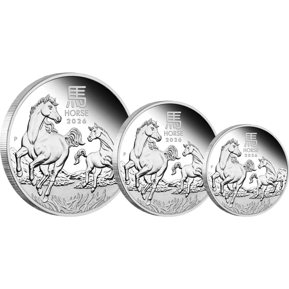 Three-Coin Set Australian Lunar Series III 2026 Year of the Horse Silver - Proof
