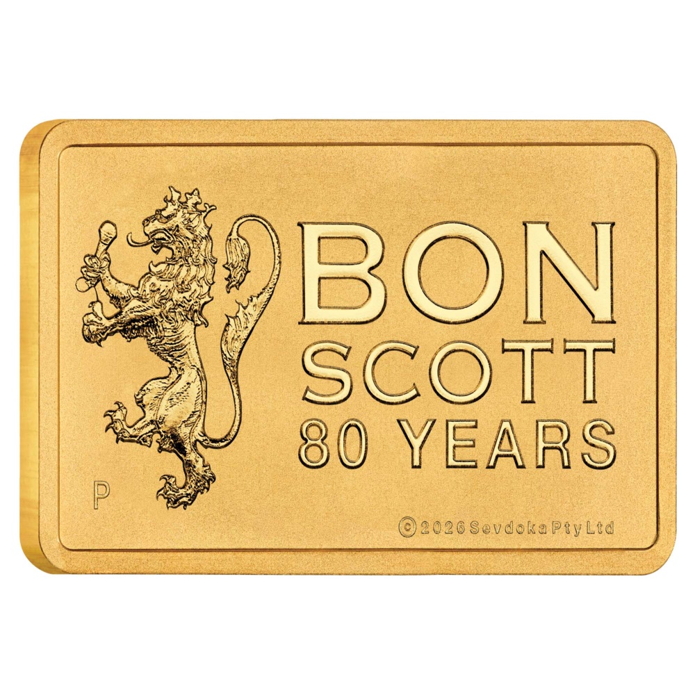 Bon Scott – 80. Geburtstag 2026 – 1 g Goldbarren