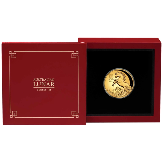 Gold Proof Coin Australian Lunar Series III 2026 Year of the Horse 1oz -High relief