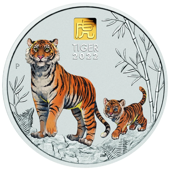 Australian Lunar Series III 2022 Year of the Tiger 1 Kilo Silver Coin with Gold Privy Mark