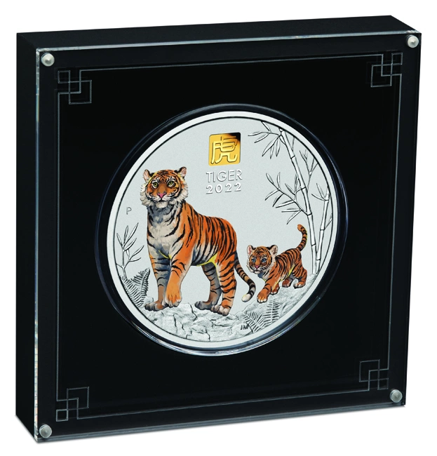 Australian Lunar Series III 2022 Year of the Tiger 1 Kilo Silver Coin with Gold Privy Mark