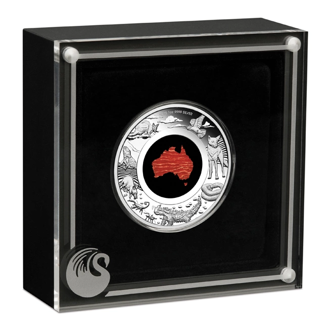 Great Southern Land 2025 1 Unze Silber-Proof-Münze mit Schlangenhaut-Jaspis