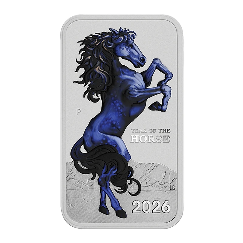 Lunar Horse 2026 1oz Silver Coloured Rectangular Coin