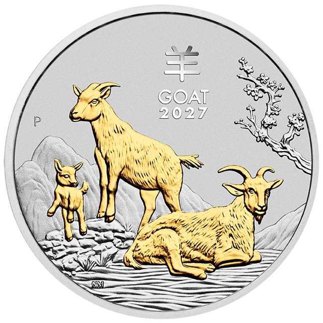 Three-Coin Set Australian Lunar Series III 2027 Year of the Goat Silver - Proof