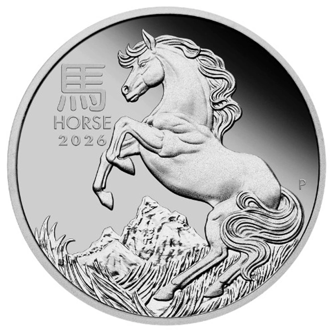 Platin-Anlagemünze 2026 Jahr des Pferdes 1 oz - Proof Coin