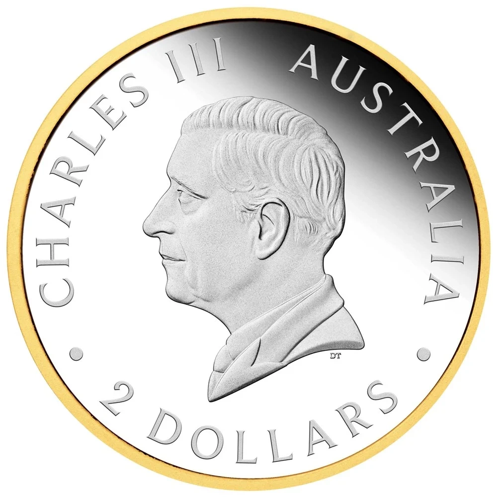 Perth Mint 125th Anniversary Silver Gold Plated Coin 2 Oz 2024 Proof