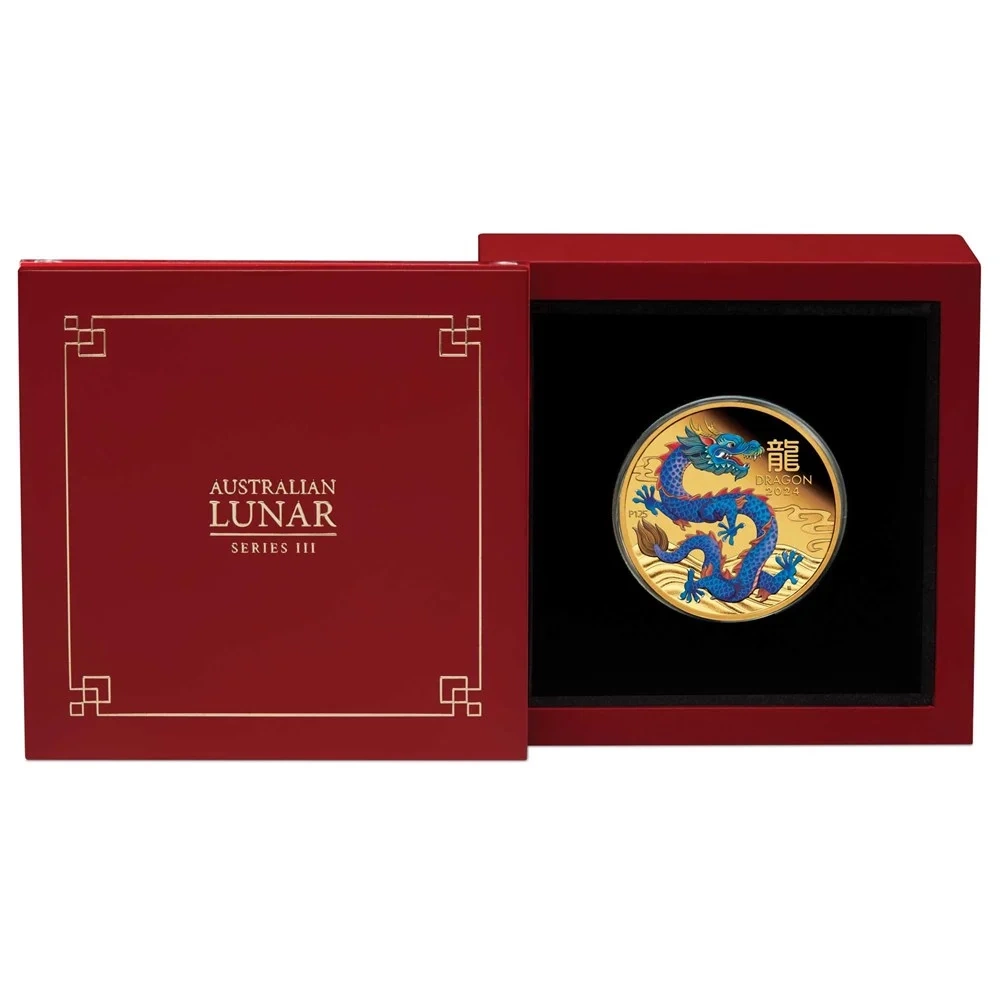 Gold Coin Year of the Dragon 1 Oz 2024 - LUNAR SERIES III. Proof Coloured