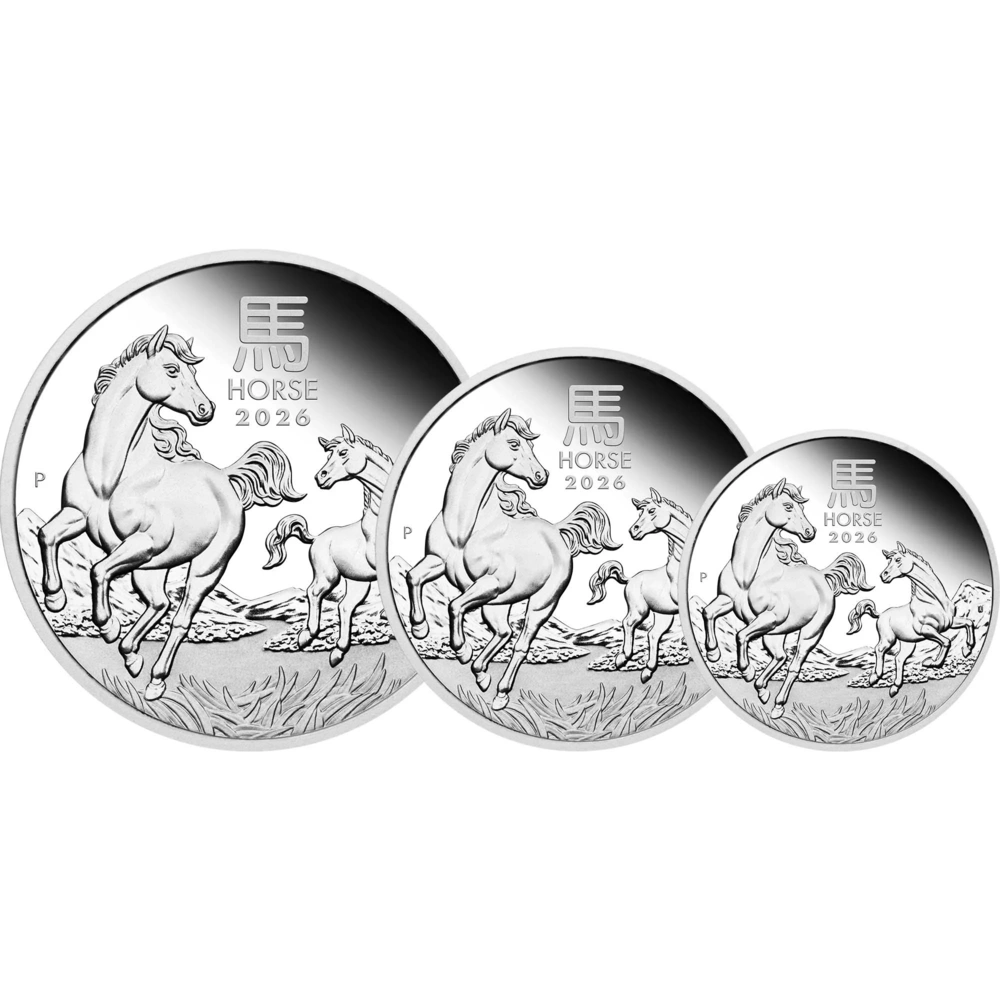 Three-Coin Set Australian Lunar Series III 2026 Year of the Horse Silver - Proof
