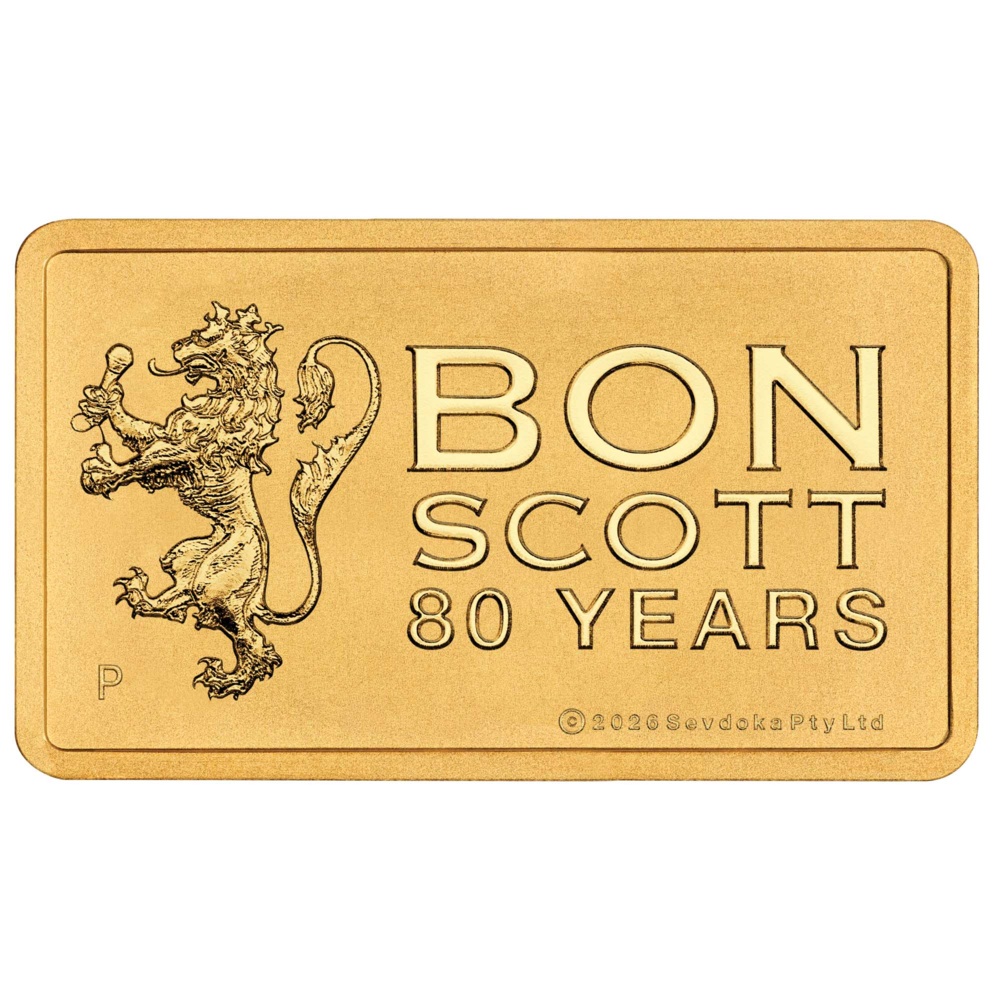 Bon Scott – 80. Geburtstag 2026 – 1 g Goldbarren