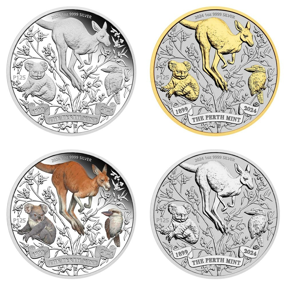 Perth Mint 125. Jahrestag Silbermünzensammlung 4x 1 Oz 2024