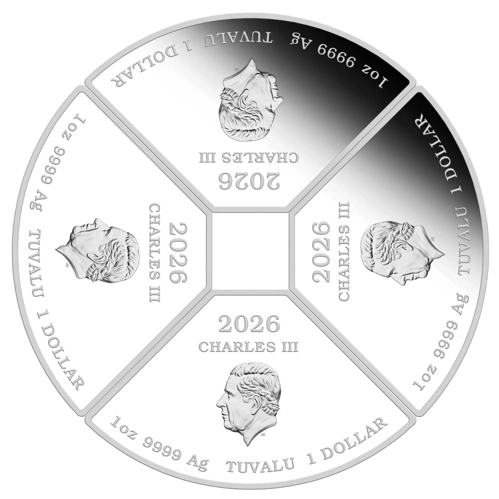 Silver coin Year of the Horse Quadrant 2026 4x 1oz Silver Proof Colored in case