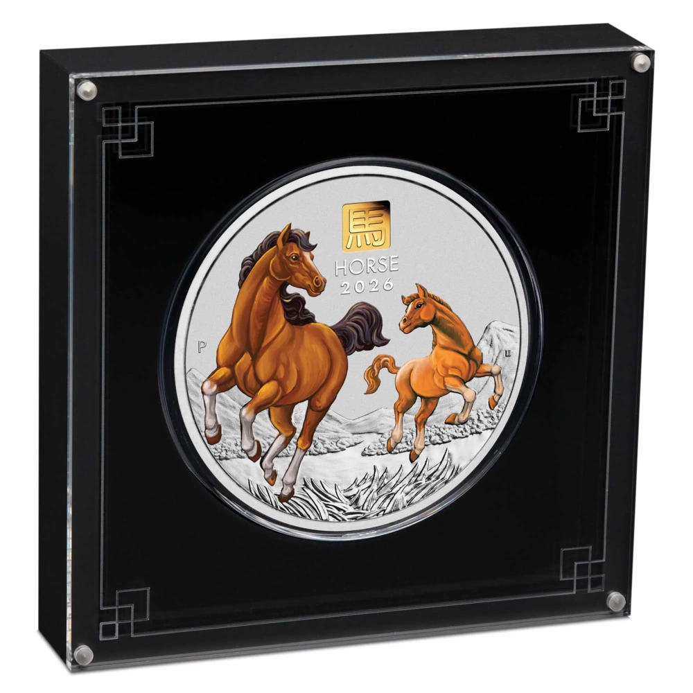 Australian Lunar Series III 2026 Year of the Horse 1 Kilo Silver Coloured Coin with Gold Privy Mark