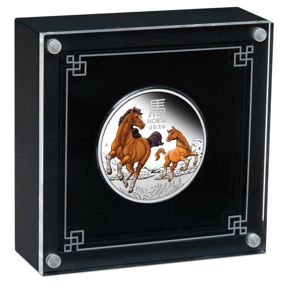 Australische Mondserie III 2026 Jahr des Pferdes 1 oz Silber-Proof-Farbige Münze