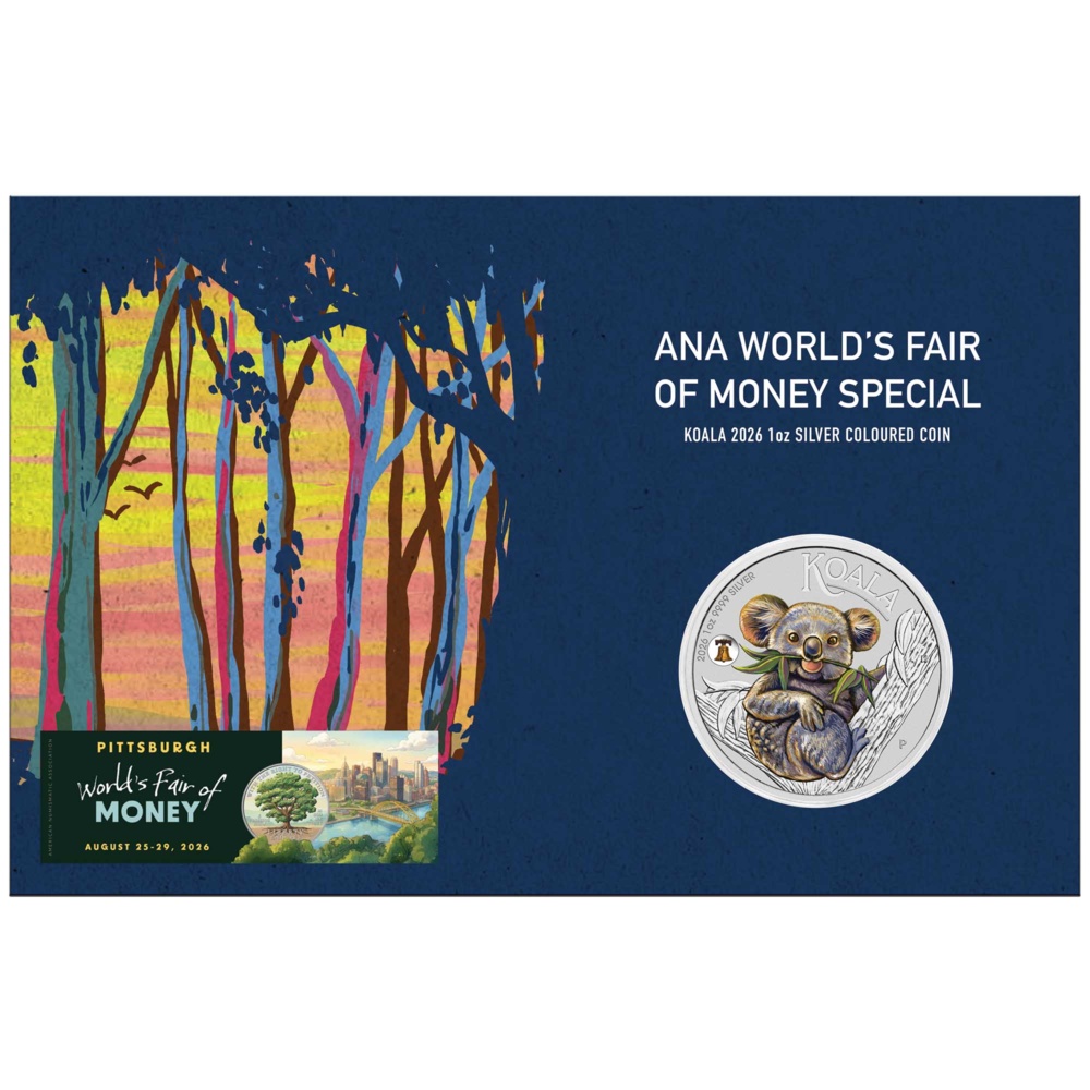 ANA World’s Fair of Money Special Koala 2026 1oz Silver Coloured Coin with Liberty Bell Privy Mark