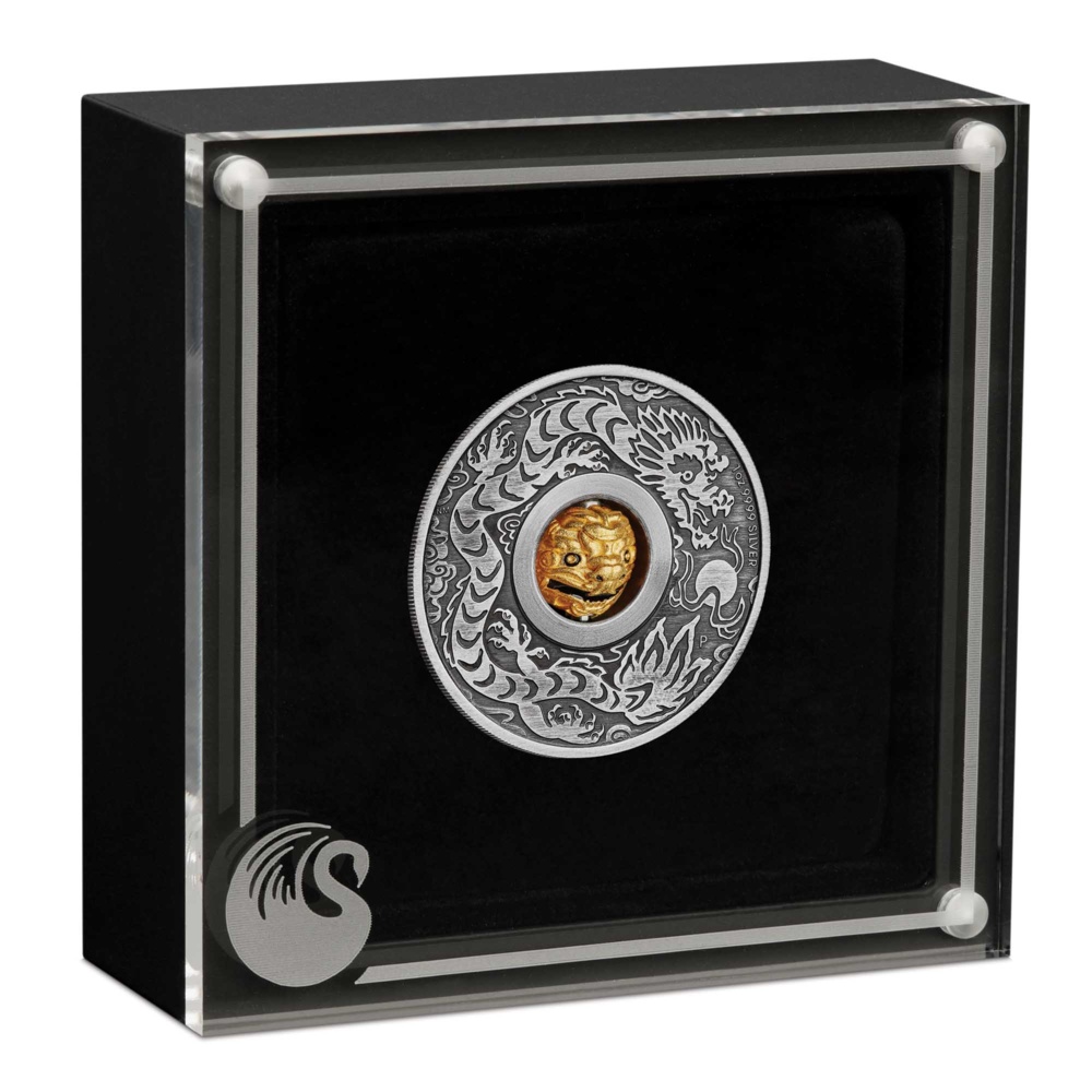 Silbermünze Drache Antik Drehanhänger 1 Oz 2024