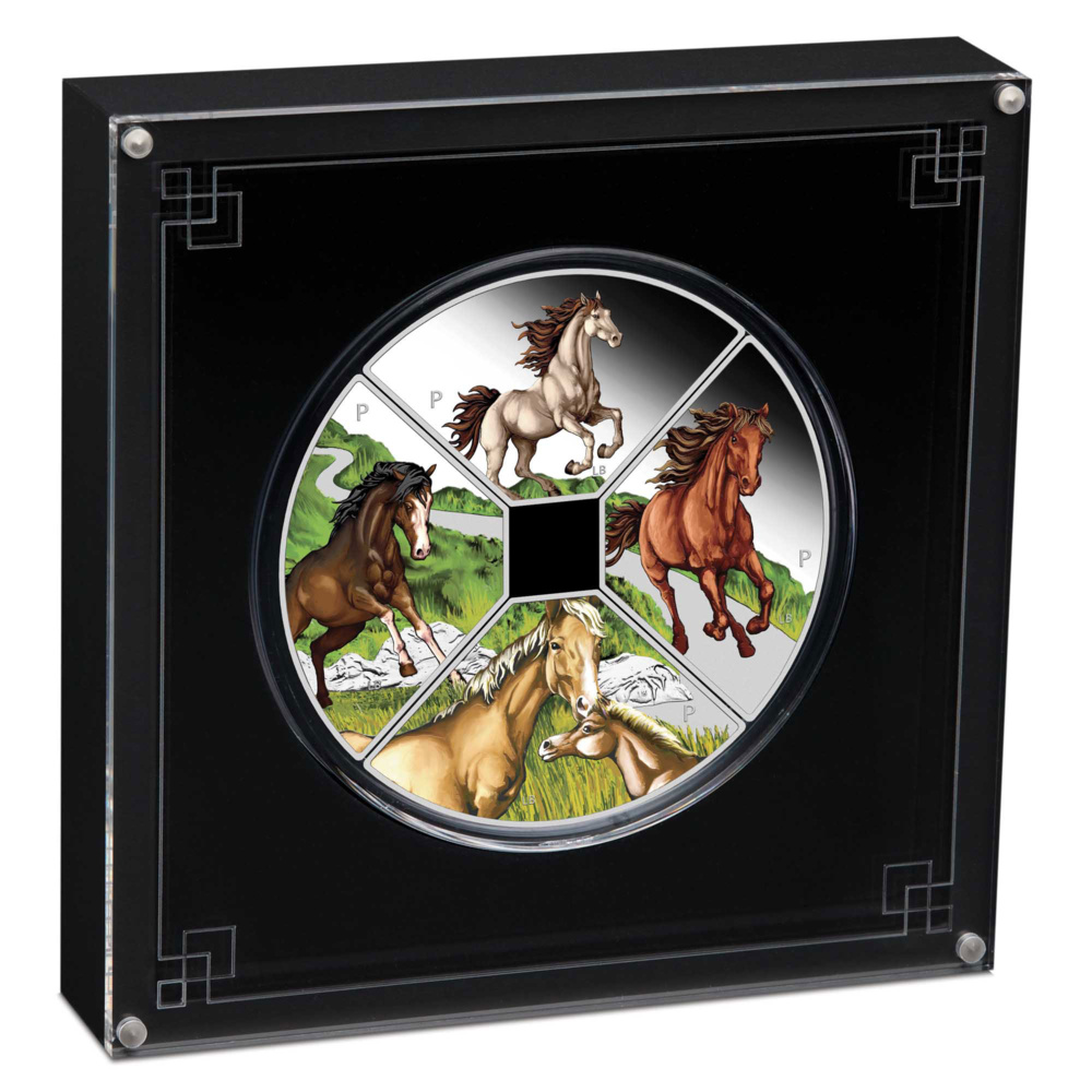Silver coin Year of the Horse Quadrant 2026 4x 1oz Silver Proof Colored in case