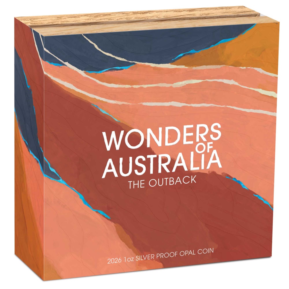 Wunder Australiens – Das Outback 2026 1 oz Silber-Proof-Münze mit Opal