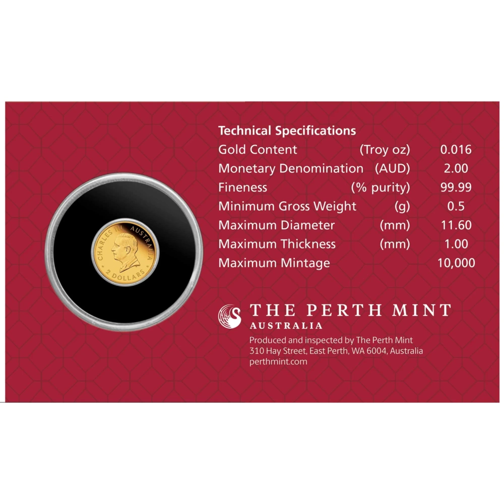 Australische Mondserie III 2026 Jahr des Pferdes 0,5 g Gold-Proof-Münze in Karte