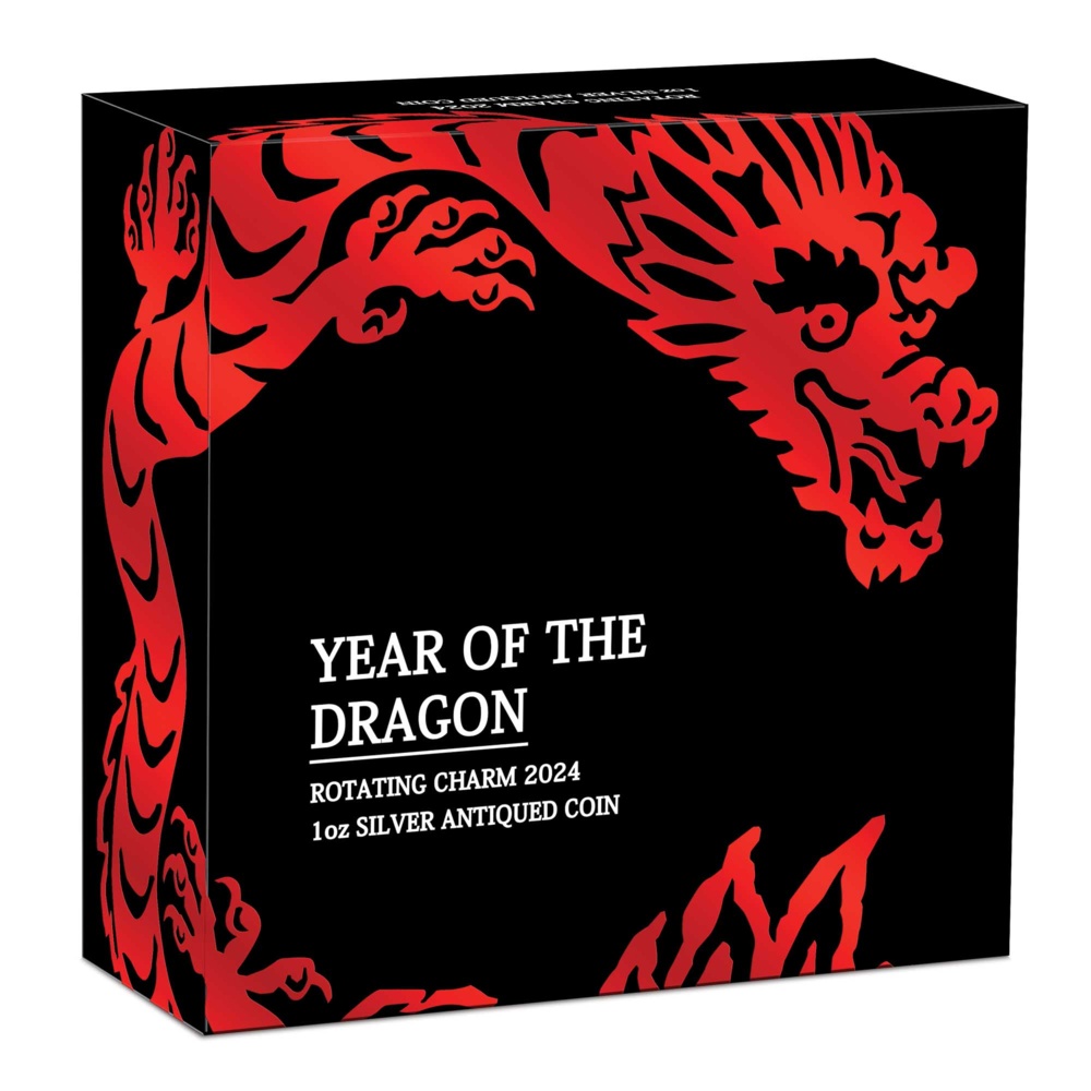 Silbermünze Drache Antik Drehanhänger 1 Oz 2024
