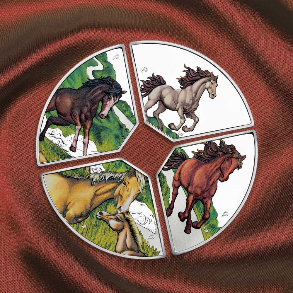 Silver coin Year of the Horse Quadrant 2026 4x 1oz Silver Proof Colored in case