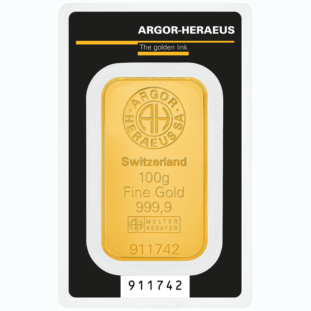 Argor Heraeus Kinebar Investiční zlatý slitek 100g