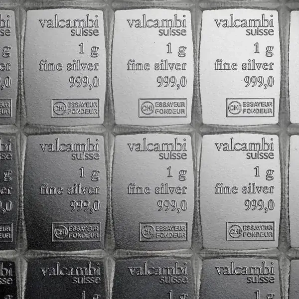 100x 1g investiční stříbrný slitek Valcambi CombiBar®