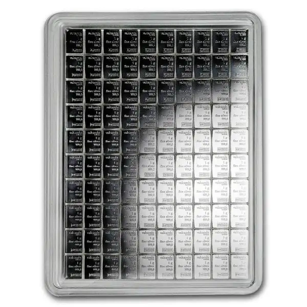 100x 1g investiční stříbrný slitek Valcambi CombiBar®