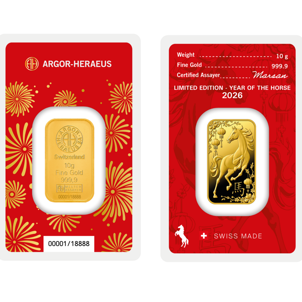 Argor-Heraeus Limited Edition Jahr des Pferdes 2026 Goldbarren 10 g