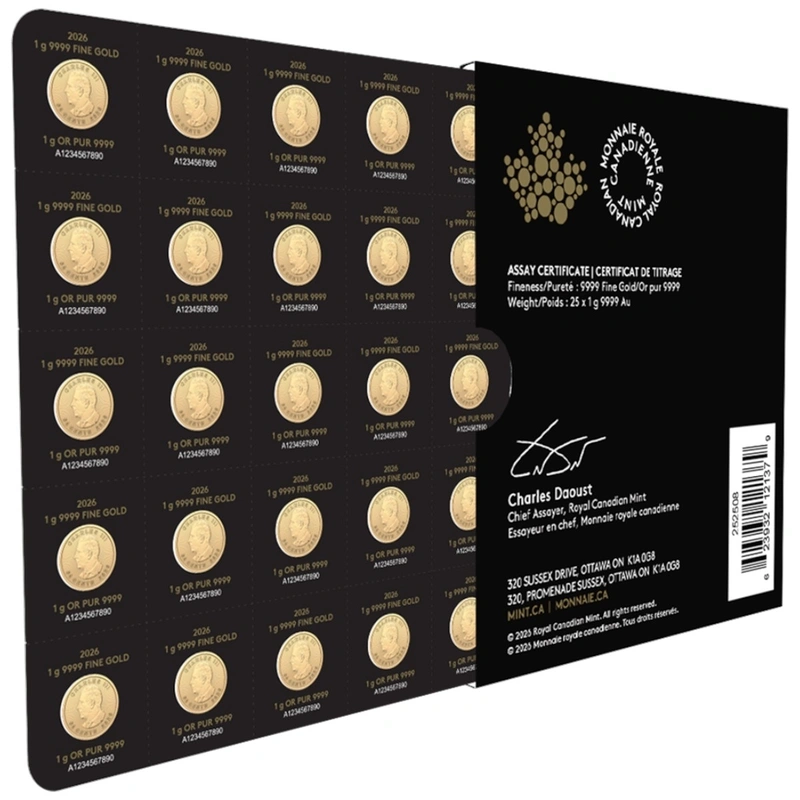 MapleGram 25g (25x1g) 2026 Gold Bullion Coin Set