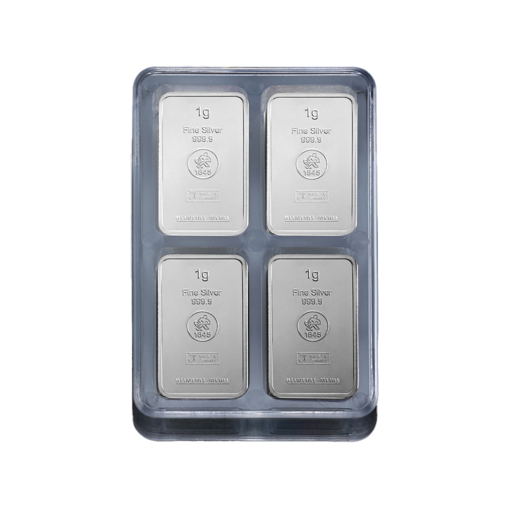 100x 1g Heimerle + Meule Investiční stříbrný slitek - BOX