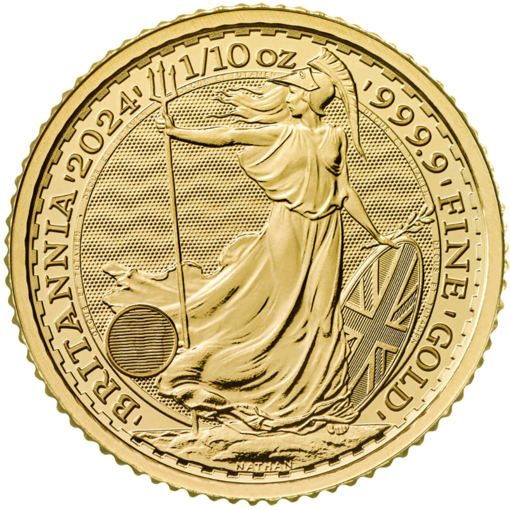 Zlatá investiční mince Britannia 1/10 Oz - Charles III