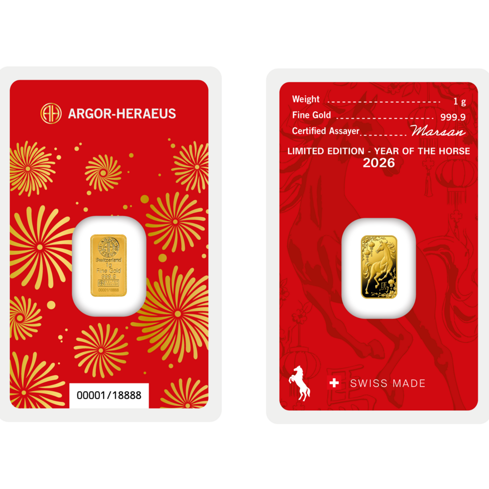 Argor-Heraeus Limited Edition Jahr des Pferdes 2026 Goldbarren 1 g