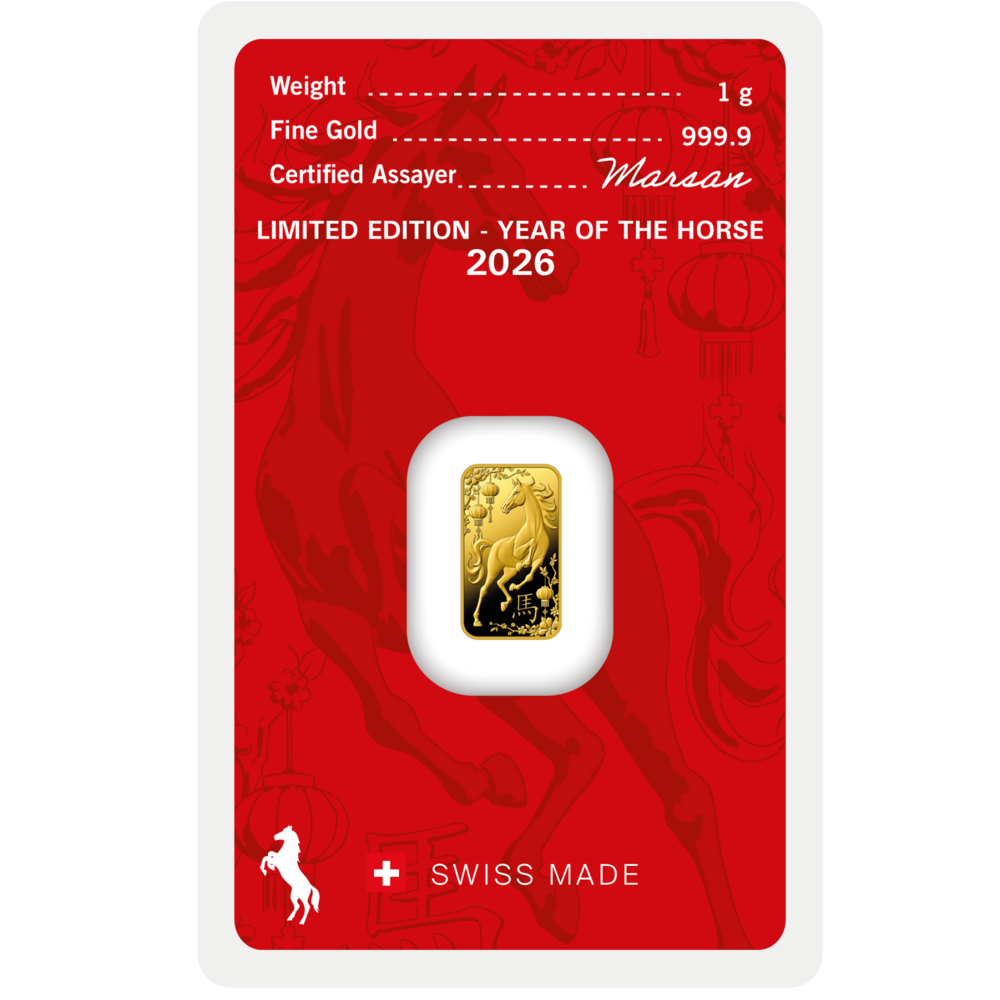 Argor-Heraeus Limited Edition Jahr des Pferdes 2026 Goldbarren 1 g