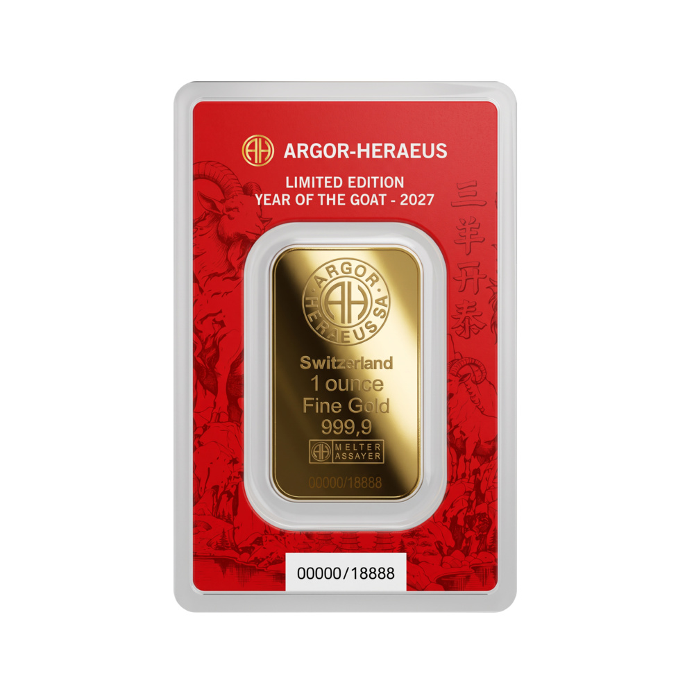 Argor-Heraeus Limited edition Rok kozy 2027 zlatý slitek 1 Oz