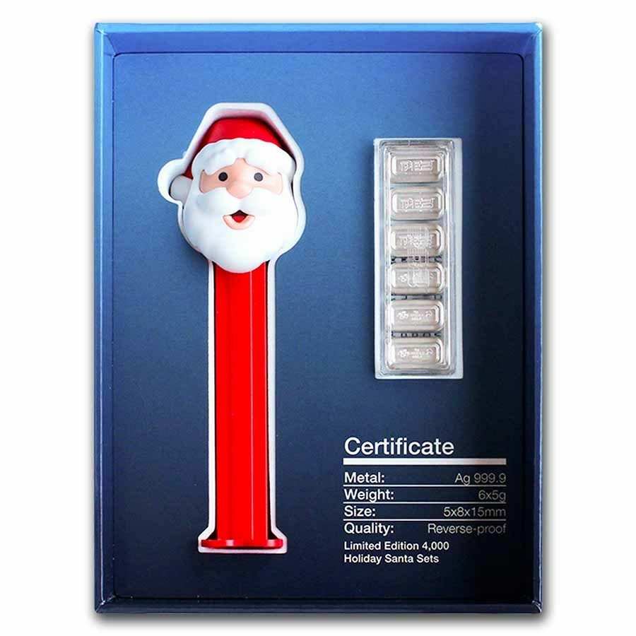 PAMP PEZ® Santa Silver Wafers & Dispenser dárkový set 30g
