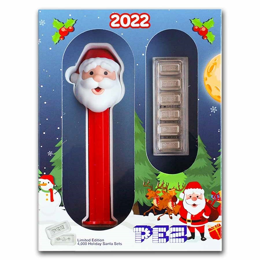 PAMP PEZ® Santa Silver Wafers & Dispenser dárkový set 30g