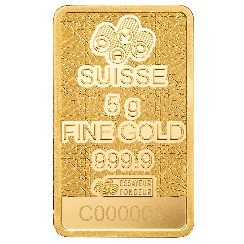 Investment-Goldbarren 5 g Pamp Fortuna – Arabischer Falke mit Rahmen