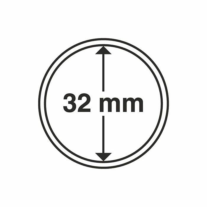 Plastic coin capsule with inner diameter 32 mm, pack of 10 pcs.