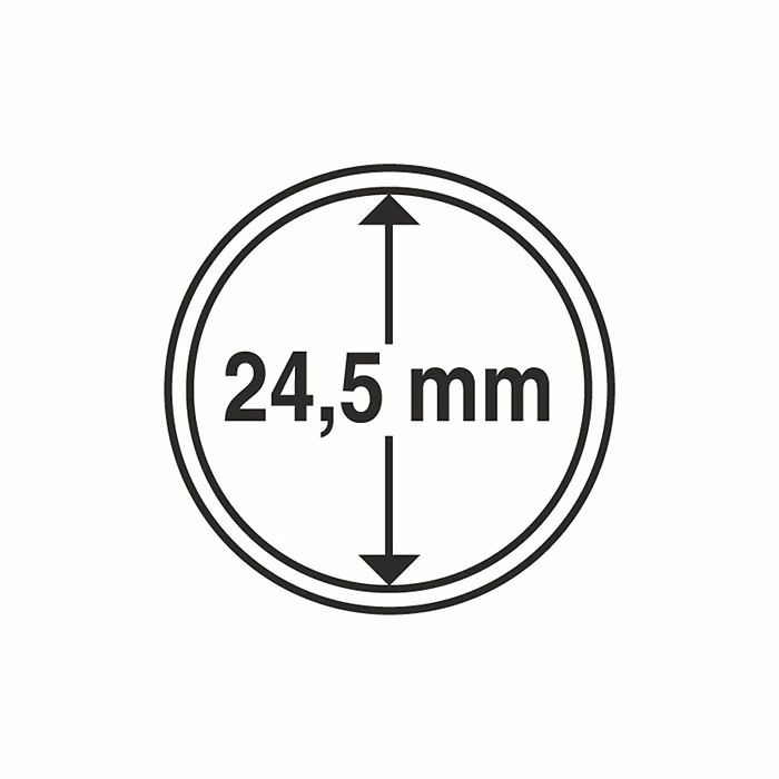 Plastic coin capsule with inner diameter 24.5 mm, pack of 10 pcs.
